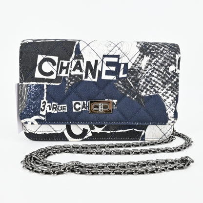 Cotton Chanel 2.55 Chain Wallet Navy BK Hardware 29 Series