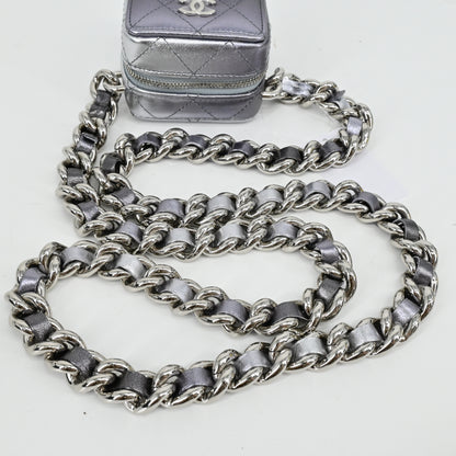 Calfskin Matelasse Chain Shoulder Bag Metallic Silver SV Hardware 31 Series