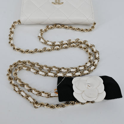 Lambskin Matelasse Chain Wallet White G Hardware 31 Series