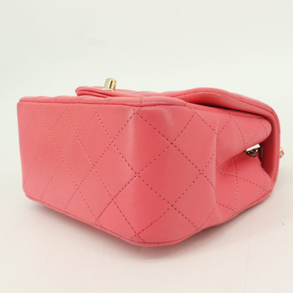 Lamb Mini Matelasse Single Flap Chain Shoulder Bag Pink G Metal Fittings 30 Series