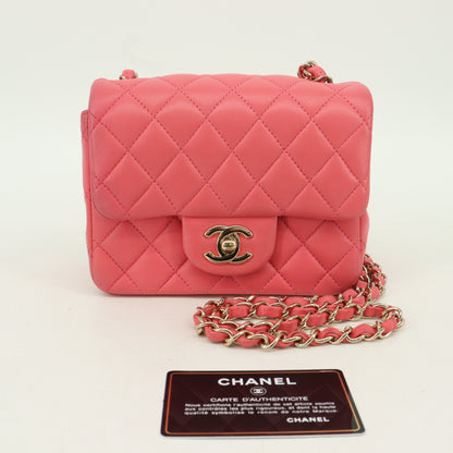 Lamb Mini Matelasse Single Flap Chain Shoulder Bag Pink G Metal Fittings 30 Series