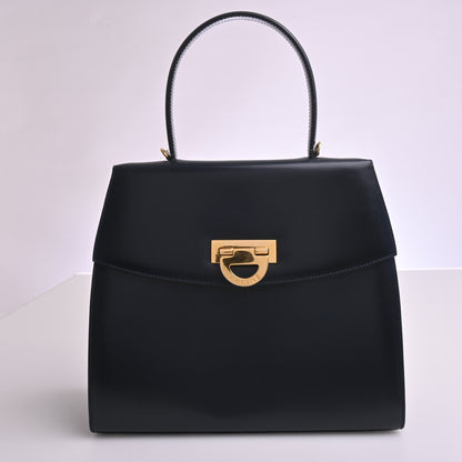 Calf 2WAY Handbag Black