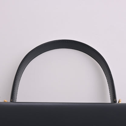 Calf 2WAY Handbag Black