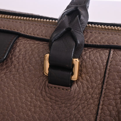 Leather 2WAY Handbag Brown