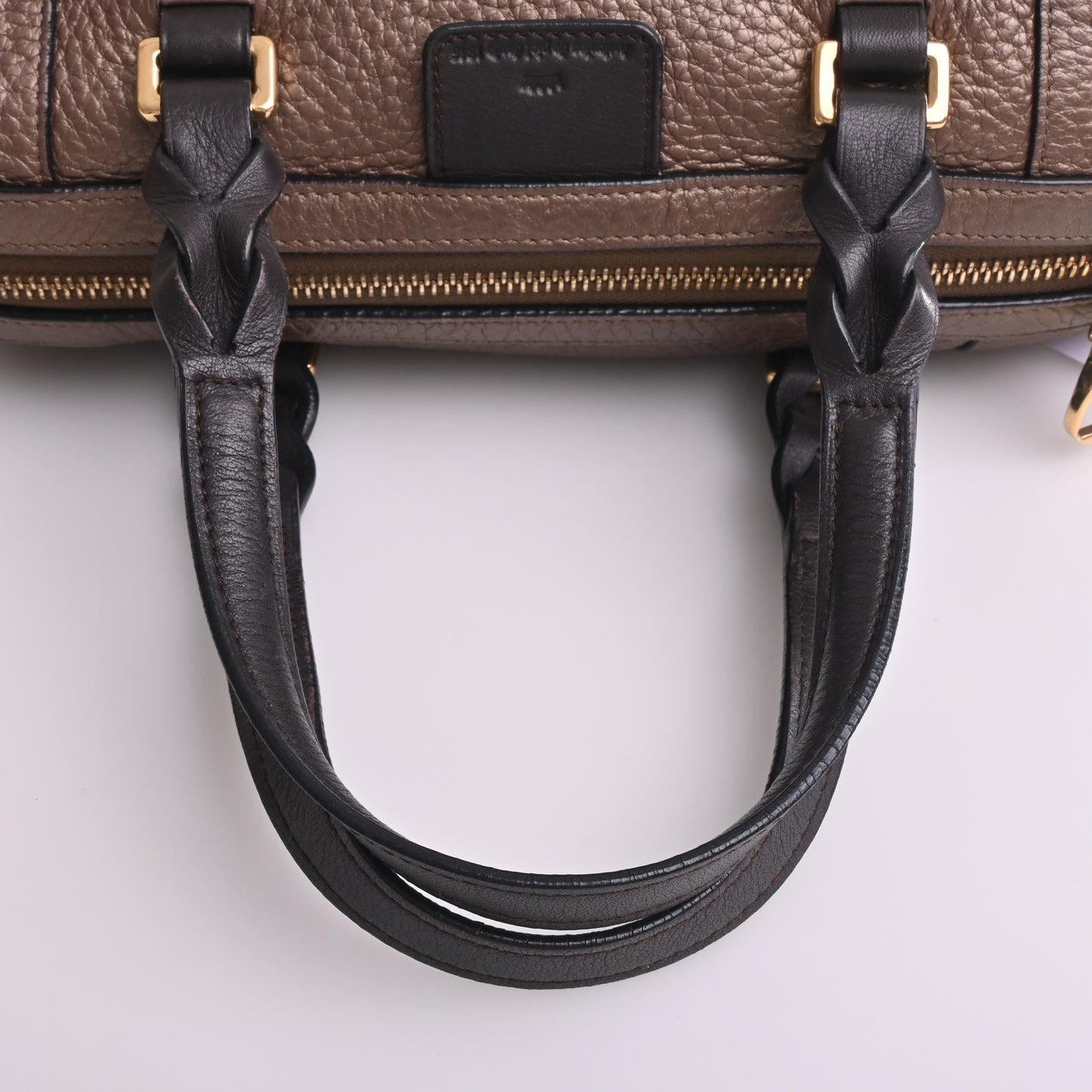 Leather 2WAY Handbag Brown