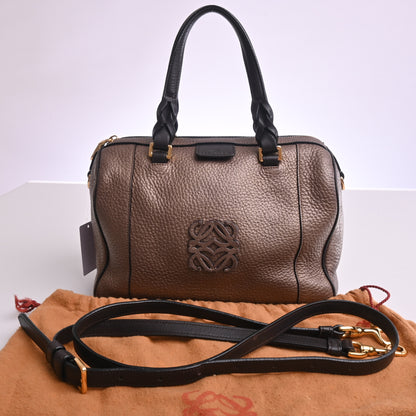 Leather 2WAY Handbag Brown