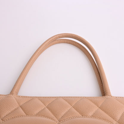 Caviar Reprint Tote Beige G Metal Fittings Series 9