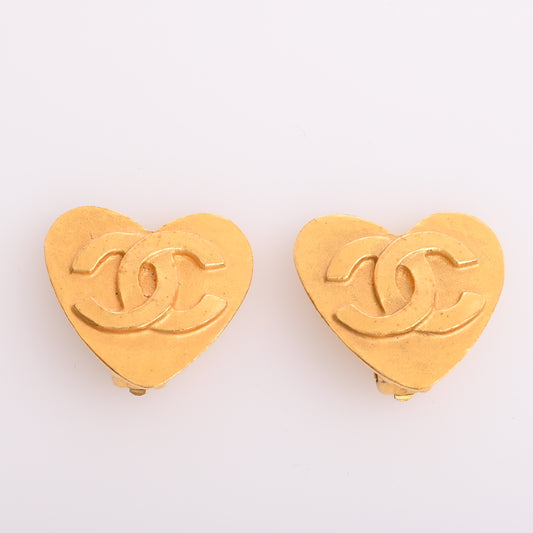 Heart motif earrings, gold, G metal fittings, 95P