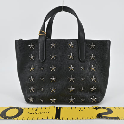 Leather stud 2-way shoulder bag, black