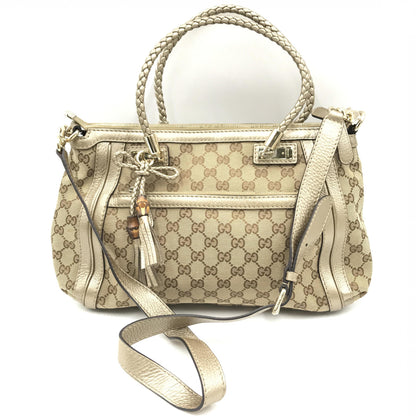 Gucci Gold GG Canvas Bella Tote Bag