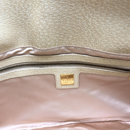 Fendi Beige Leather Handbag with Gold Clasp