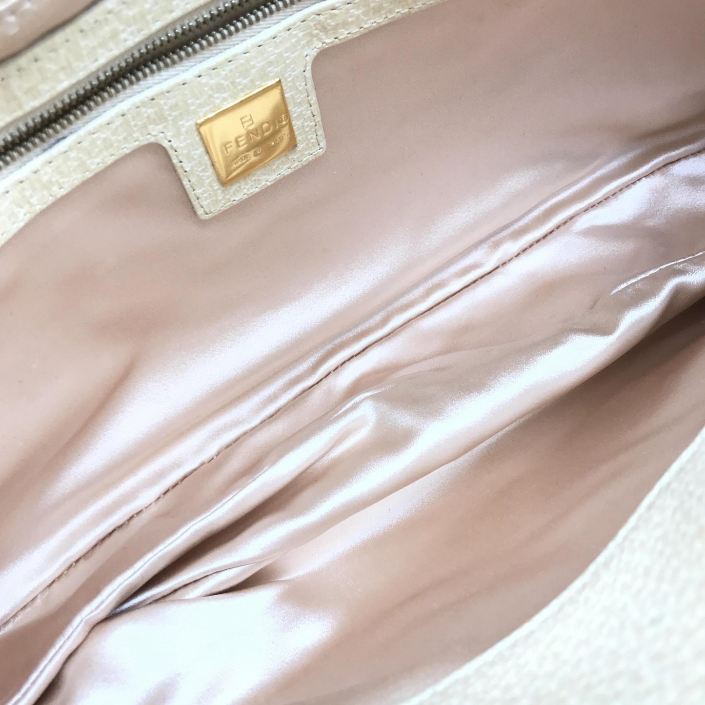 Fendi Beige Leather Handbag with Gold Clasp