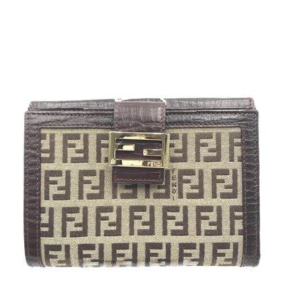 Fendi Trifold Zucca Wallet Canvas and Leather