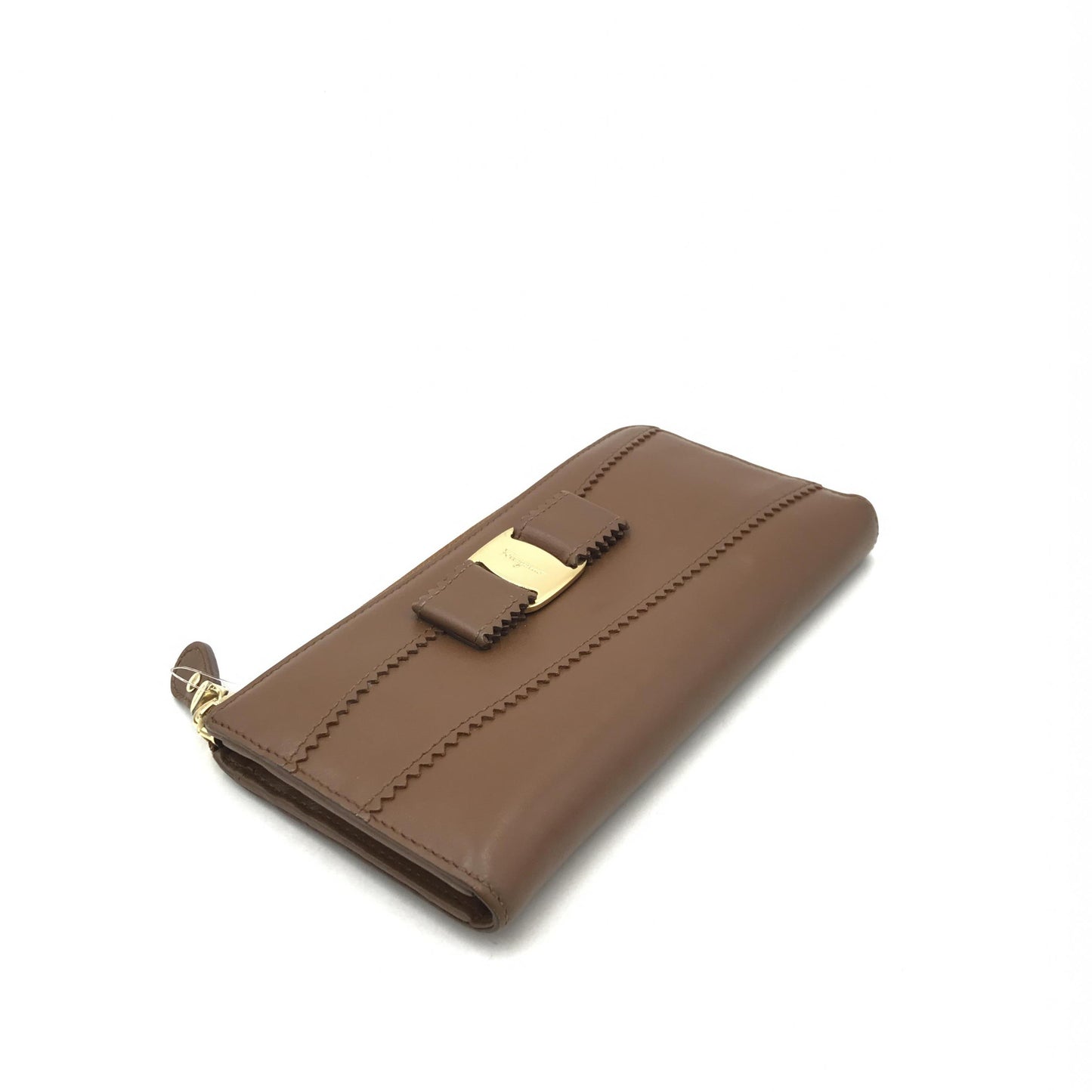 Salvatore Ferragamo Sella Calf Leather Zipper Closure Wallet