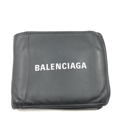 Balenciaga Logo Print Leather Wallet