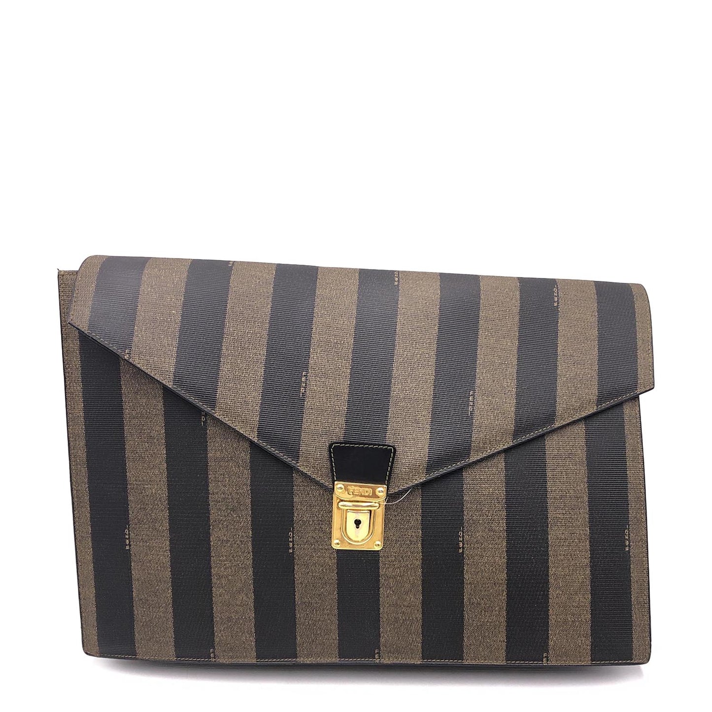 Fendi Pequin Coated Canvas Clutch