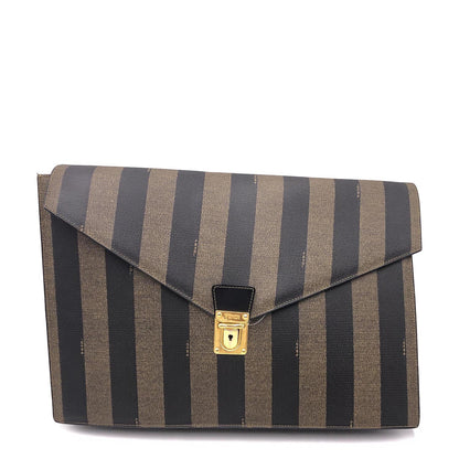 Fendi Pequin Coated Canvas Clutch