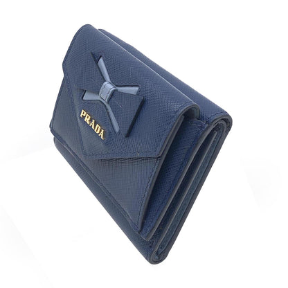 Prada Saffiano Leather Trifold Bow Wallet