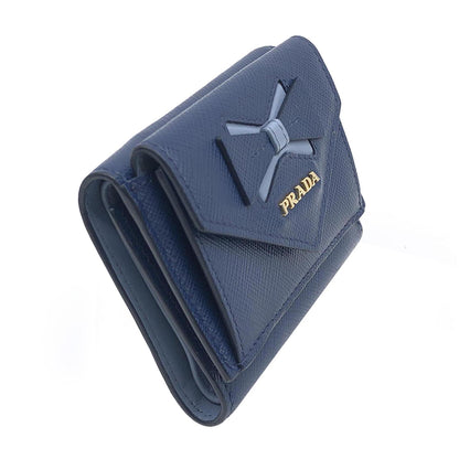 Prada Saffiano Leather Trifold Bow Wallet