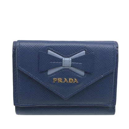 Prada Saffiano Leather Trifold Bow Wallet