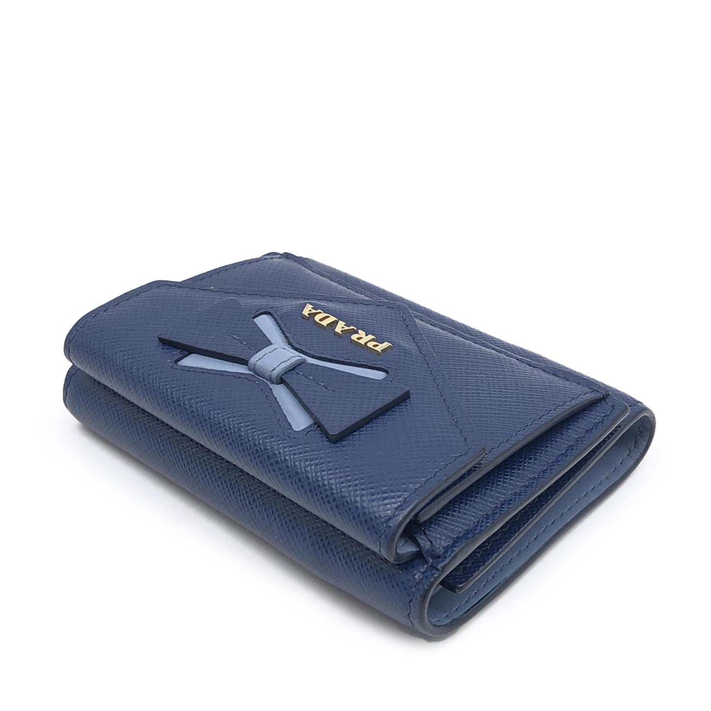 Prada Saffiano Leather Trifold Bow Wallet