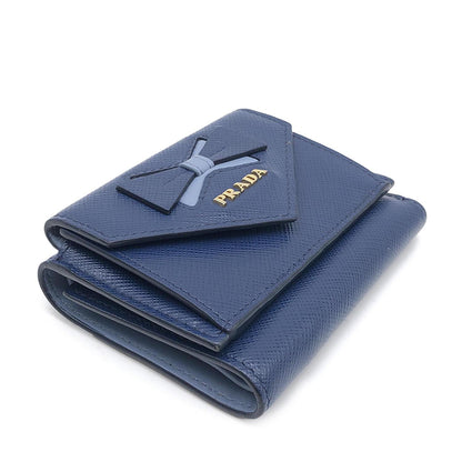 Prada Saffiano Leather Trifold Bow Wallet