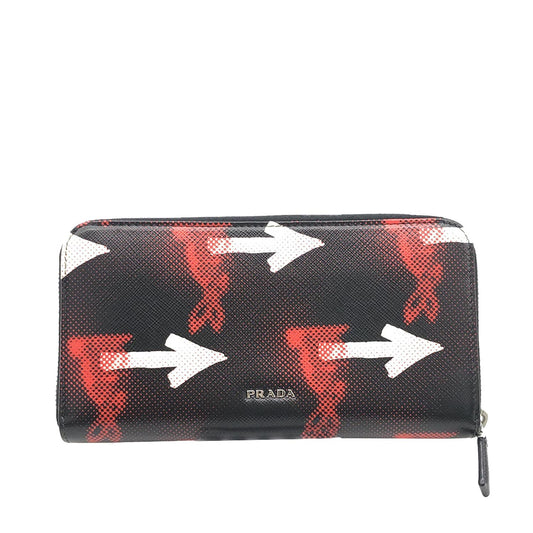 Prada Saffiano Stampato Rabbit Print Bi-Fold Compact Wallet