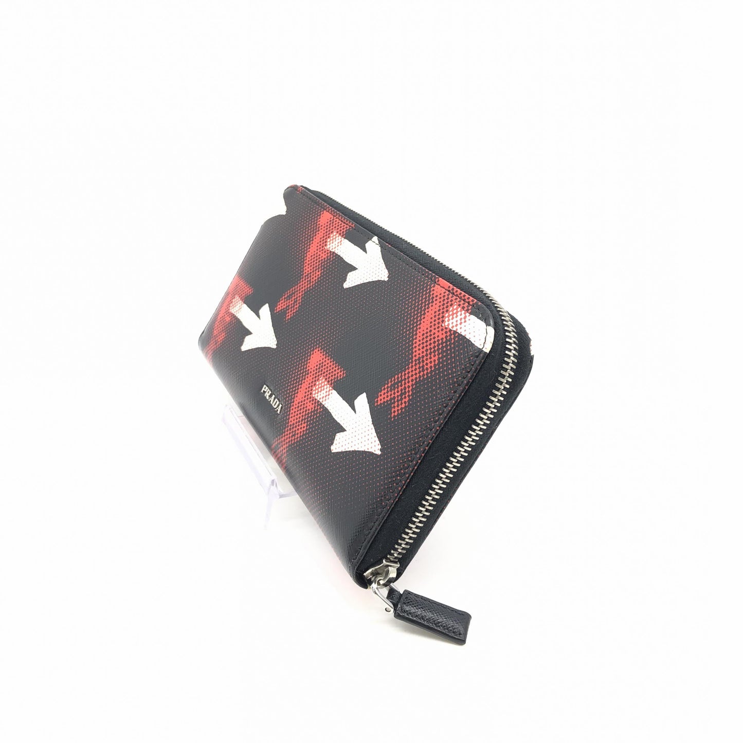 Prada Saffiano Stampato Rabbit Print Bi-Fold Compact Wallet