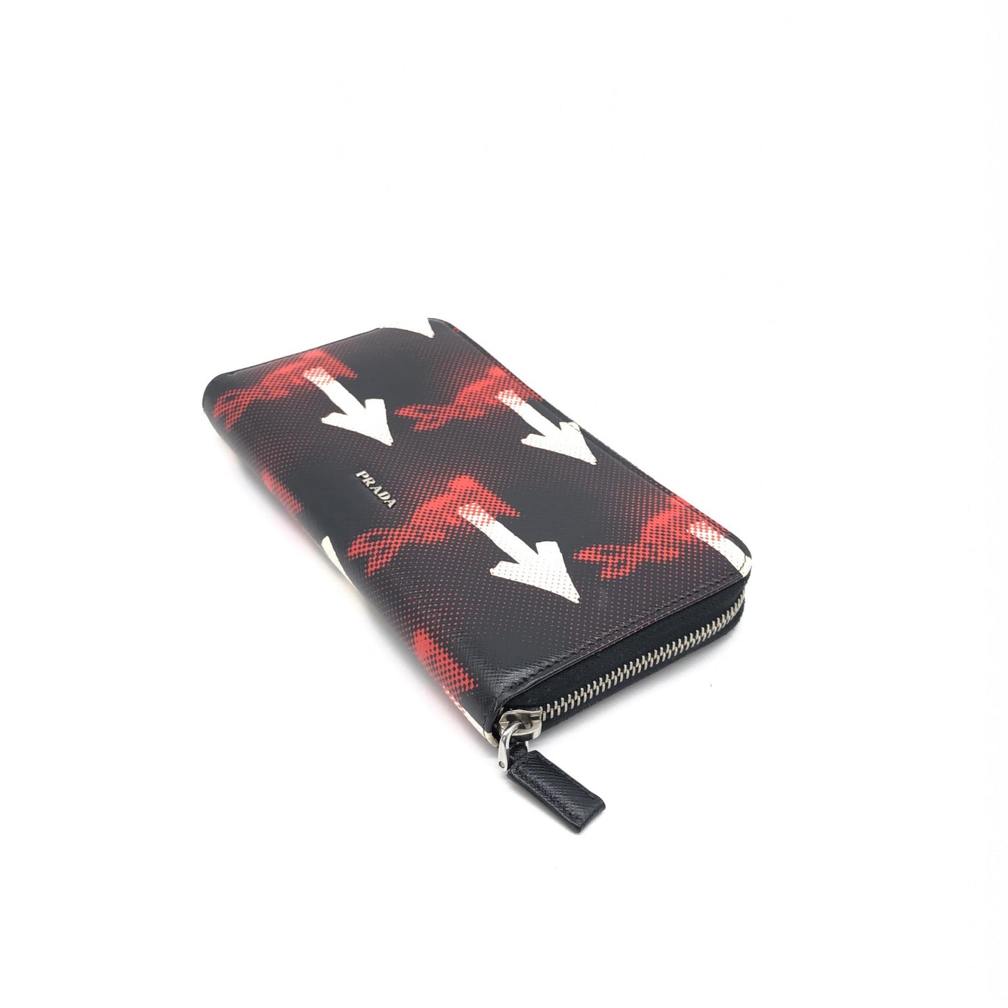 Prada Saffiano Stampato Rabbit Print Bi-Fold Compact Wallet