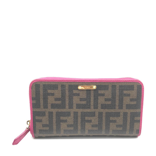 Fendi Zucca Coated Canvas Zip Around Wallet