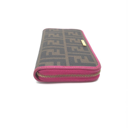 Fendi Zucca Coated Canvas Zip Around Wallet