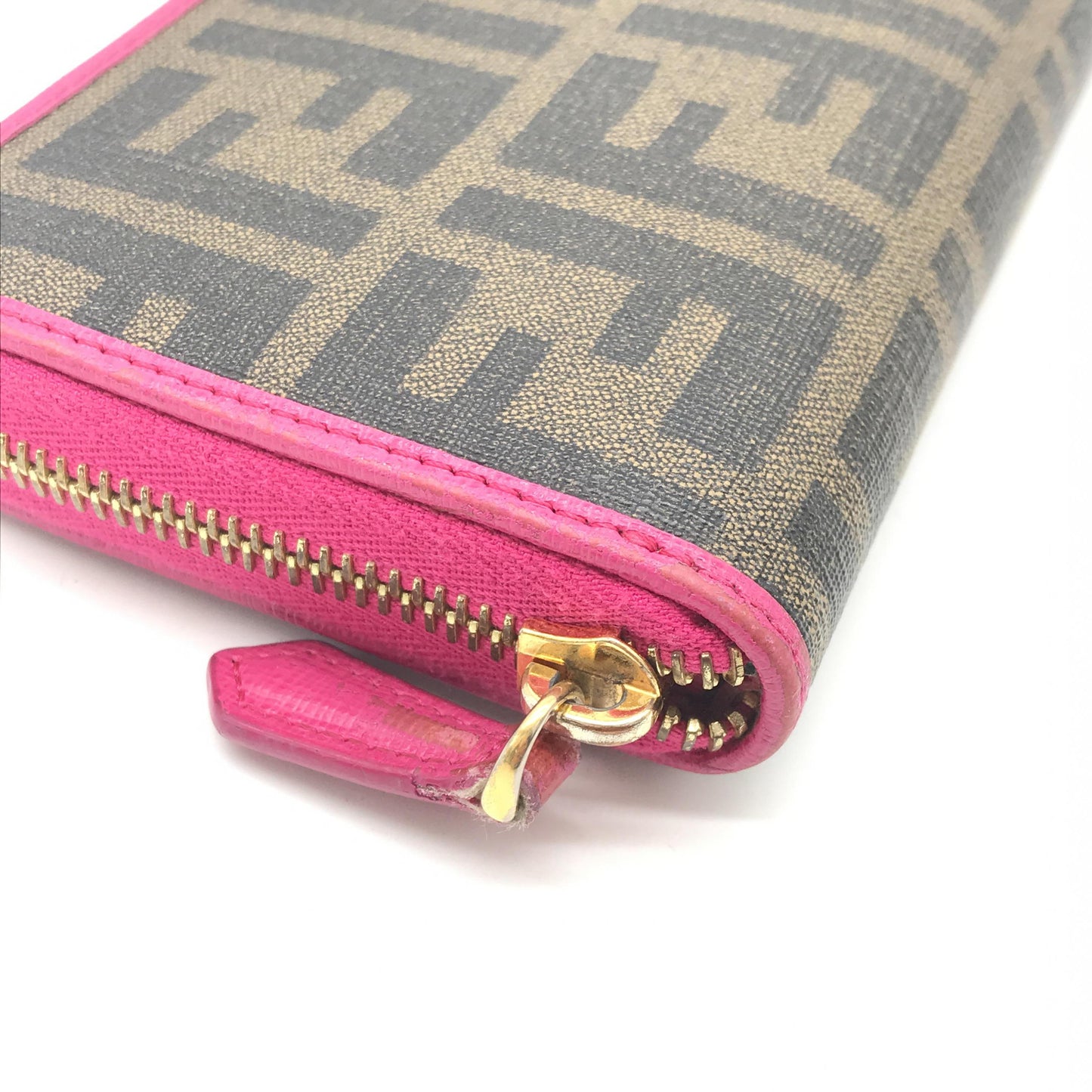 Fendi Zucca Coated Canvas Zip Around Wallet