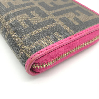 Fendi Zucca Coated Canvas Zip Around Wallet