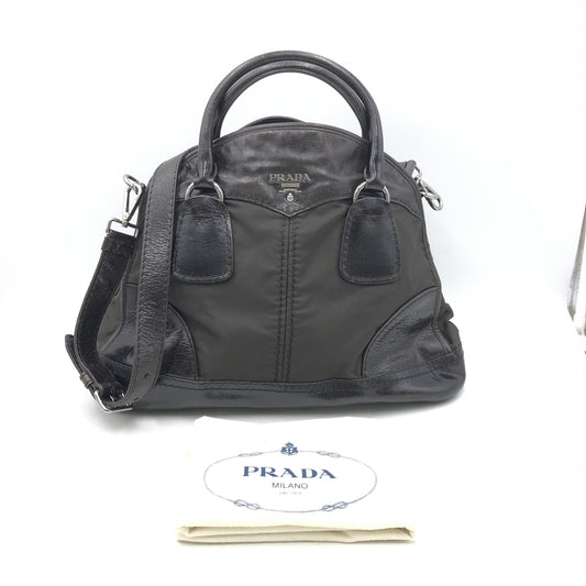 Prada Tessuto Nylon and Nappa Leather Bauletto Bowler Bag