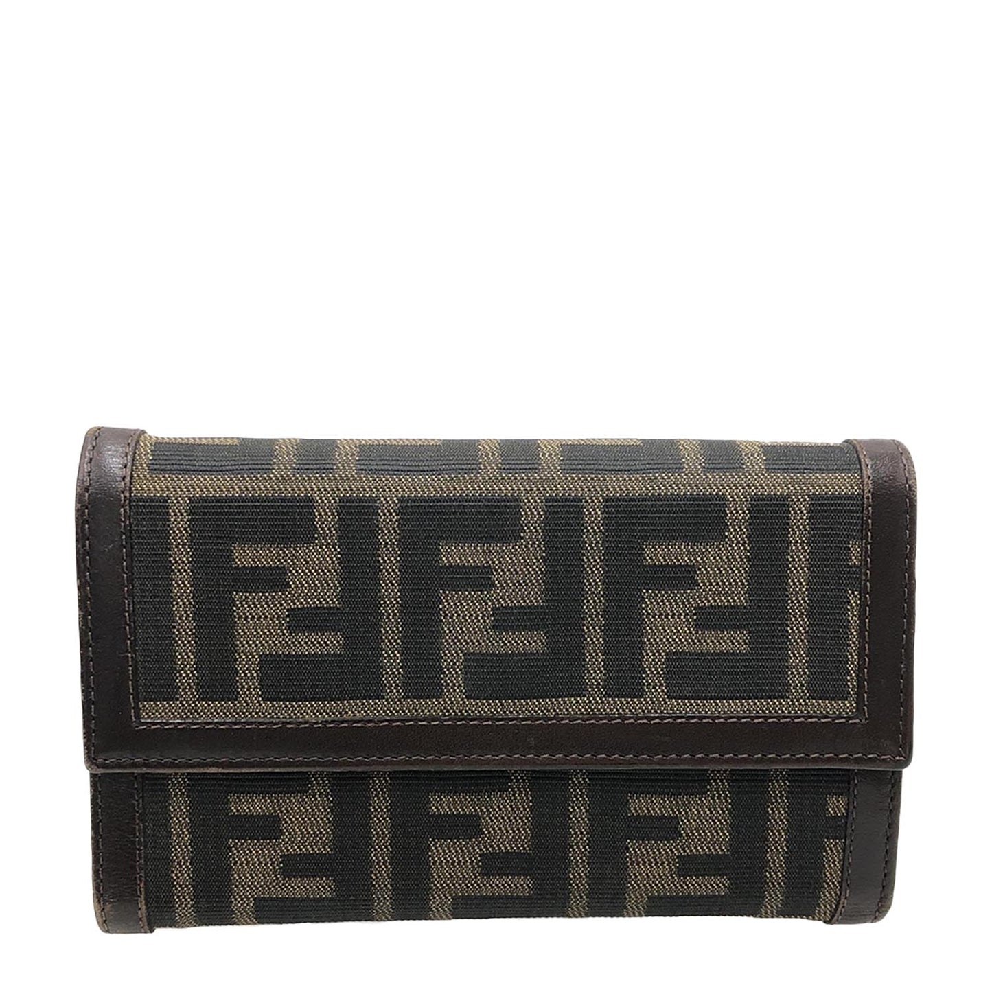 Fendi Zucca Canvas and Leather Long Wallet