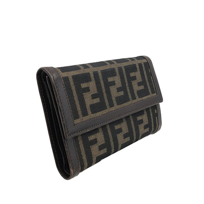 Fendi Zucca Canvas and Leather Long Wallet