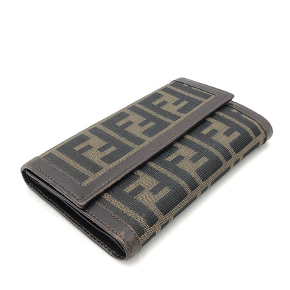 Fendi Zucca Canvas and Leather Long Wallet