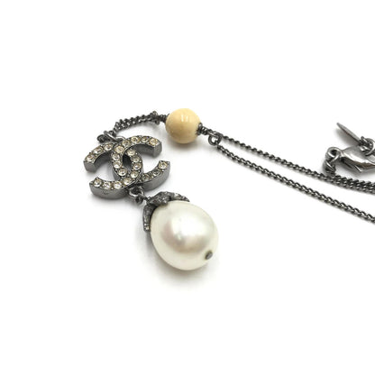 Chanel Faux Pearl CC Logo Pendant Necklace