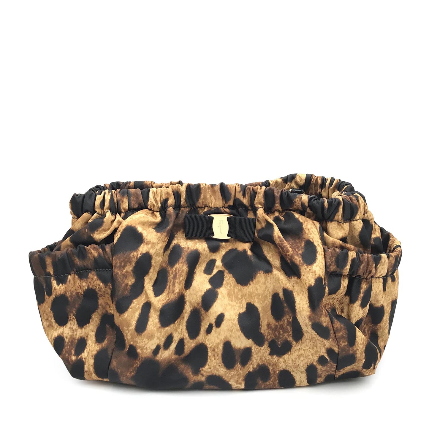 Salvatore Ferragamo Vara Leopard Print Nylon Handbag