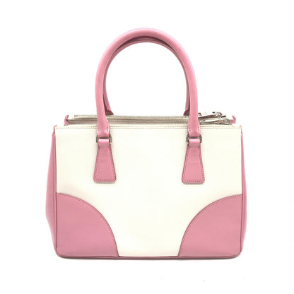 Prada Saffiano Lux Small Bicolor Double Zip Galleria Tote