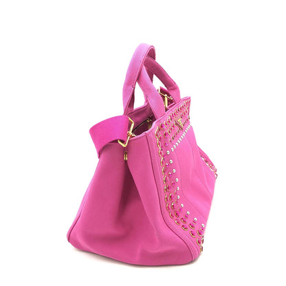 Prada Canapa Embellished Canvas Tote