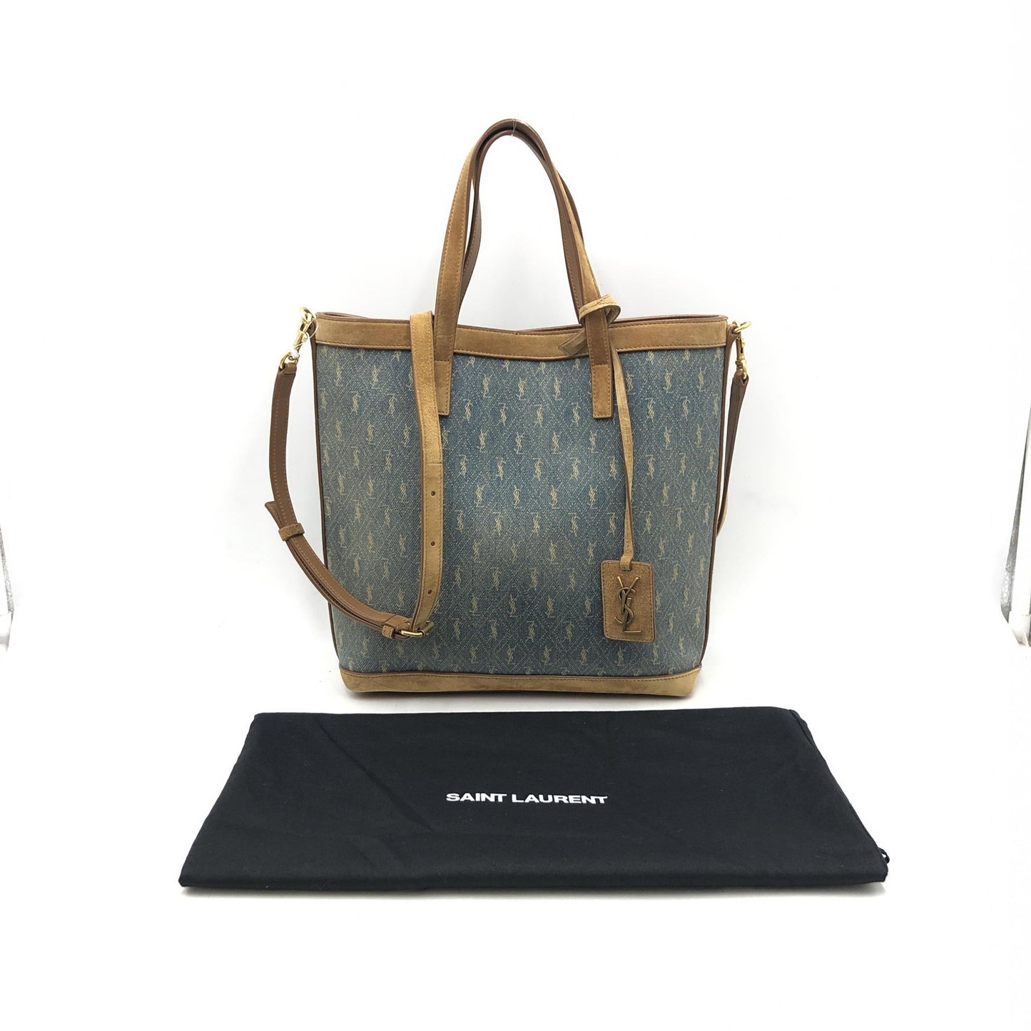 Yves Saint Laurent Monogram Print Denim Tote