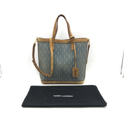 Yves Saint Laurent Monogram Print Denim Tote