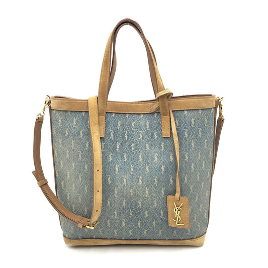 Yves Saint Laurent Monogram Print Denim Tote