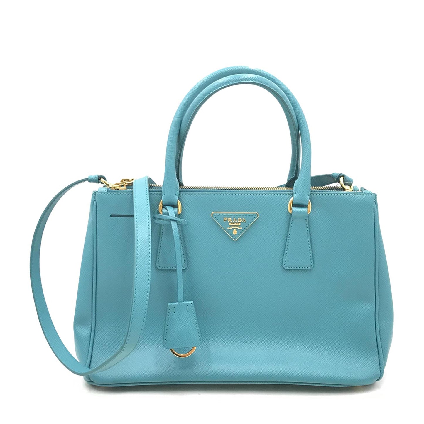 Prada Small Saffiano Lux Double Zip Galleria Tote