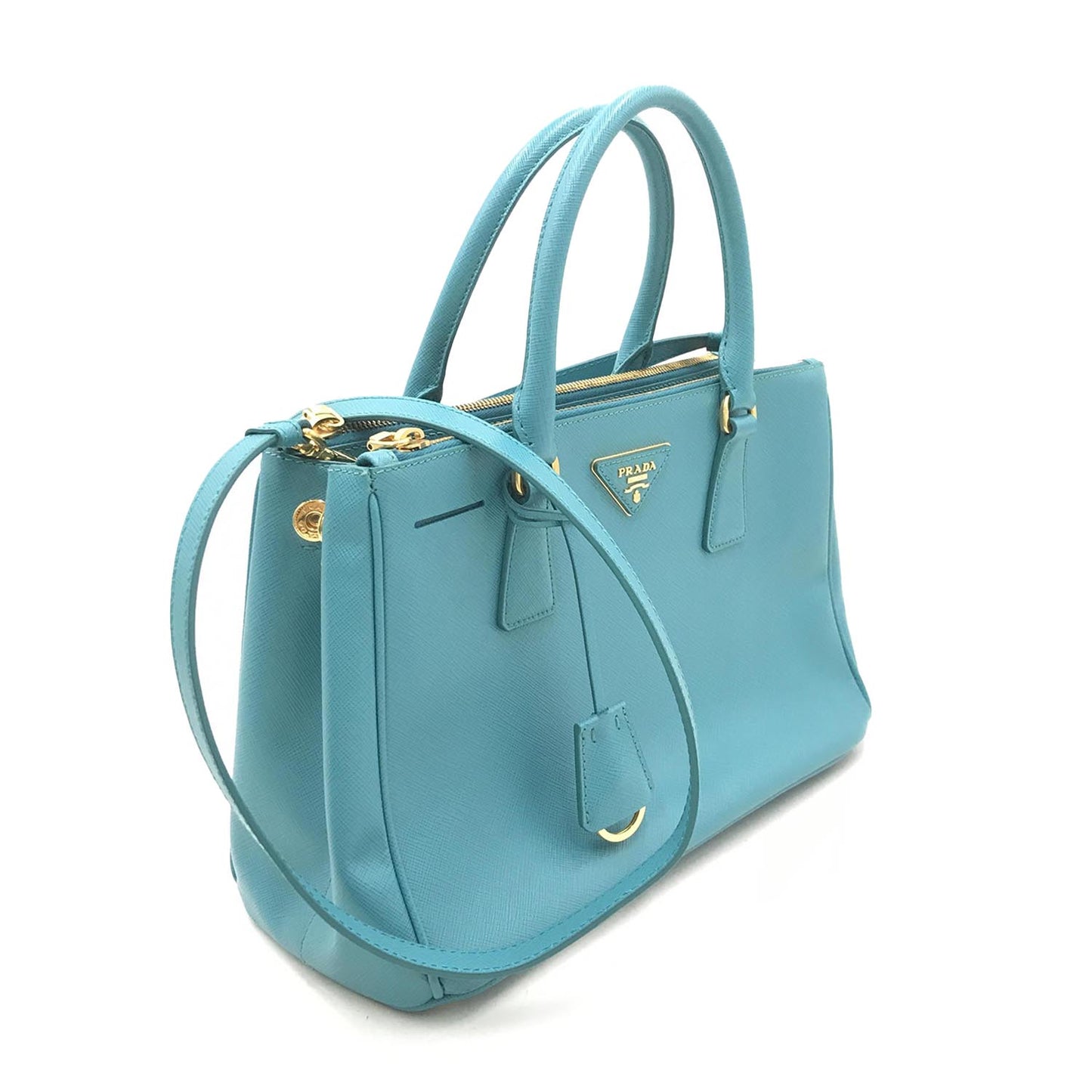 Prada Small Saffiano Lux Double Zip Galleria Tote