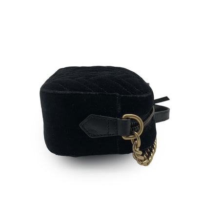 GG Marmont Matelasse Marquise Crystals Velvet Mini Chain Shoulder Bag