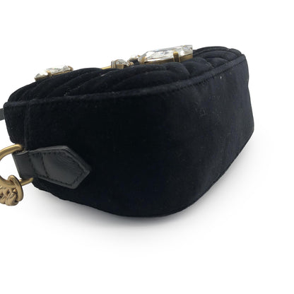GG Marmont Matelasse Marquise Crystals Velvet Mini Chain Shoulder Bag