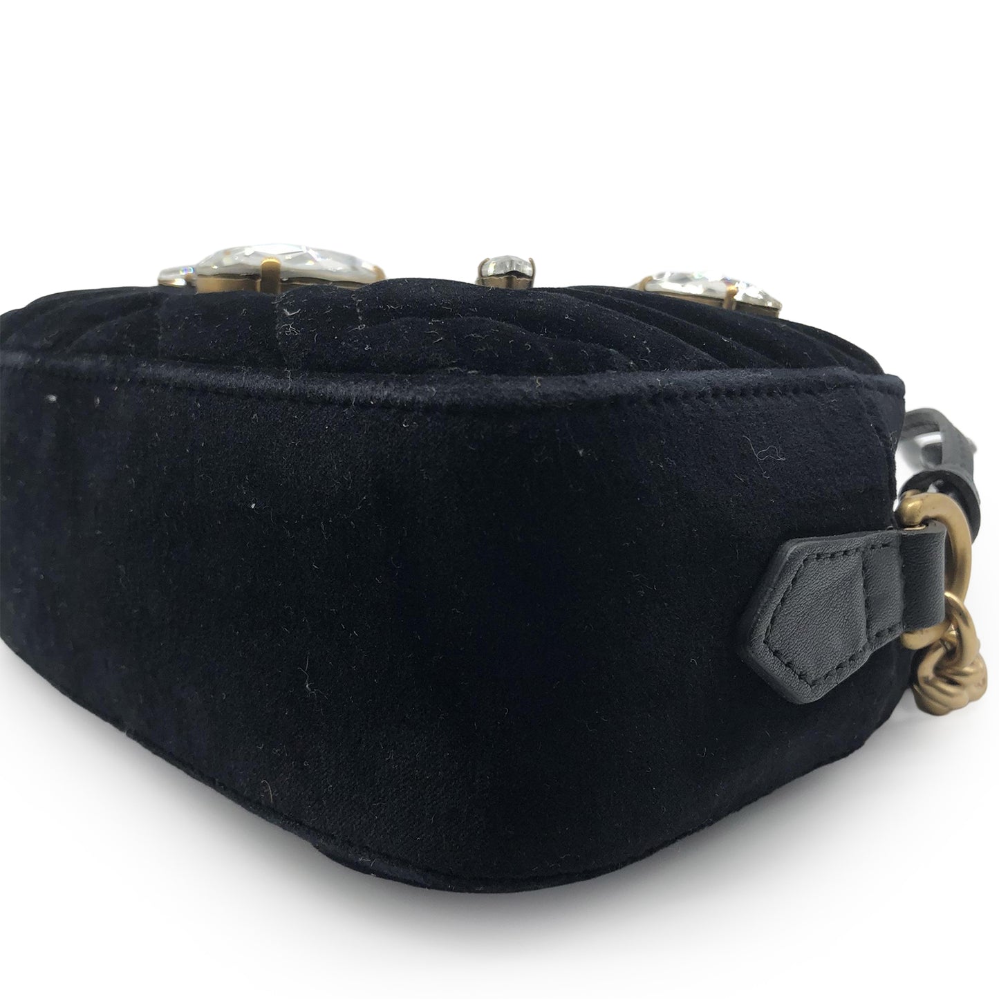 GG Marmont Matelasse Marquise Crystals Velvet Mini Chain Shoulder Bag