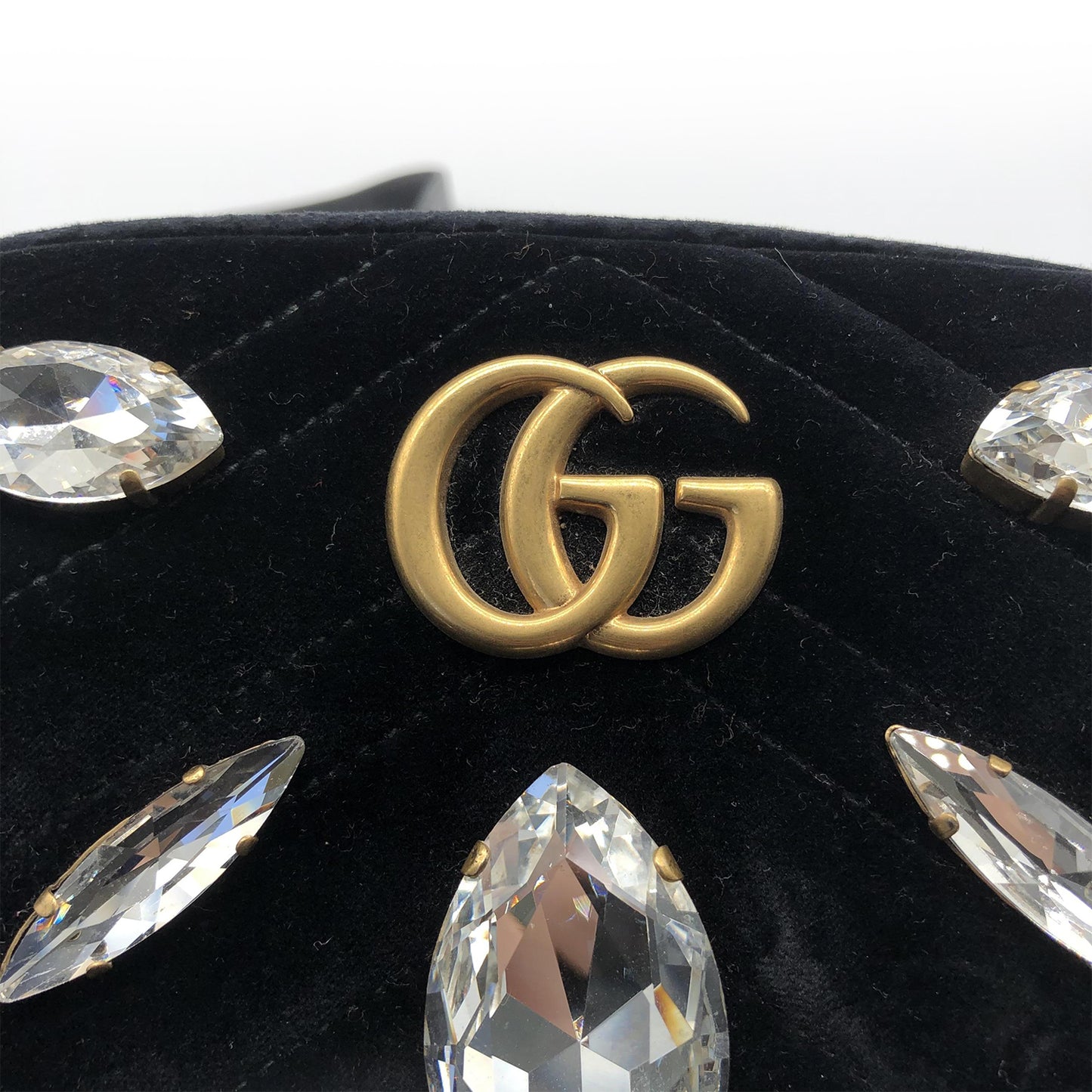 GG Marmont Matelasse Marquise Crystals Velvet Mini Chain Shoulder Bag